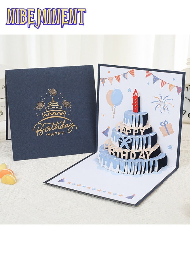 NIBEMINENT 3D Birthday Cards, Can Make a Recording Convey Your Blessings With Warm LED Light Birthday Cake Card, Music Greeting Cards Gift for Women Mom Wife Sister Girl - Image 2